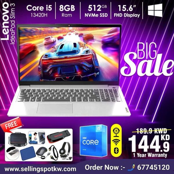 Lenovo IdeaPad Slim 3 Core i5 Laptop [ Best Price In Kuwait ]