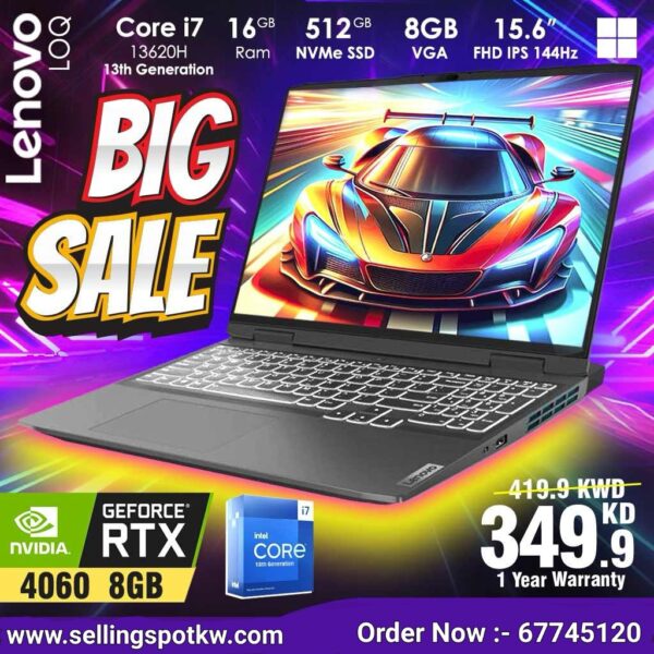 Lenovo LOQ Laptop Core i7 8 GB VGA [ Best Price In Kuwait ]