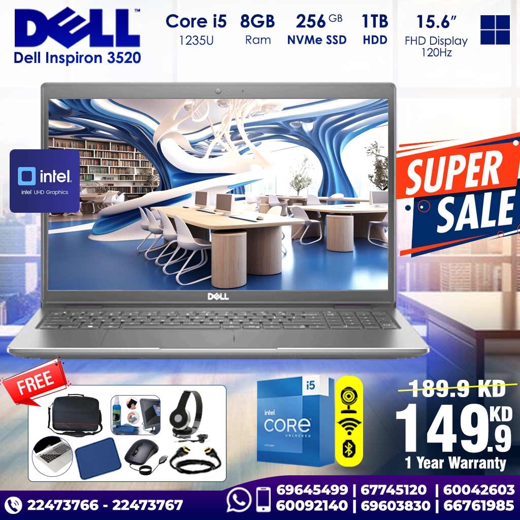 DELL Inspiron 3520 Core i5 Laptop 8 GB RAM [ Best Price In Kuwait ]