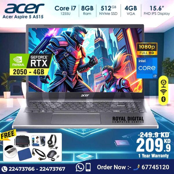 ACER Apire 5A515 Core i7 8 GB RAM 4 GB VGA 512GB NVMe SSD [ Best Price In Kuwait ]