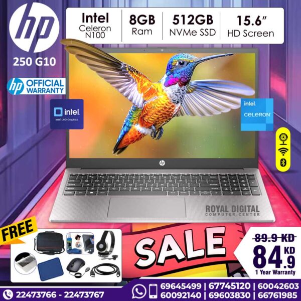 HP 250 G10 Notebook PC (9B9M0EA) celeron 8GB RAM 512GB SSD 15.6 inch