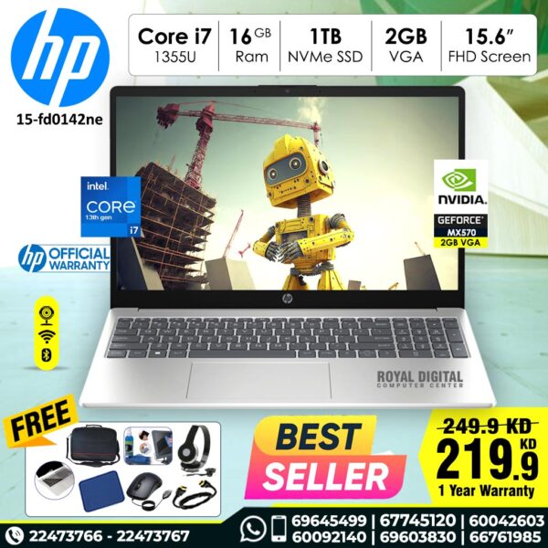 HP Laptop 15-fd0142ne Laptop | 16 GB RAM | 1 TB SSD| 2 GB VGA | 15.6 FHD (Copy)